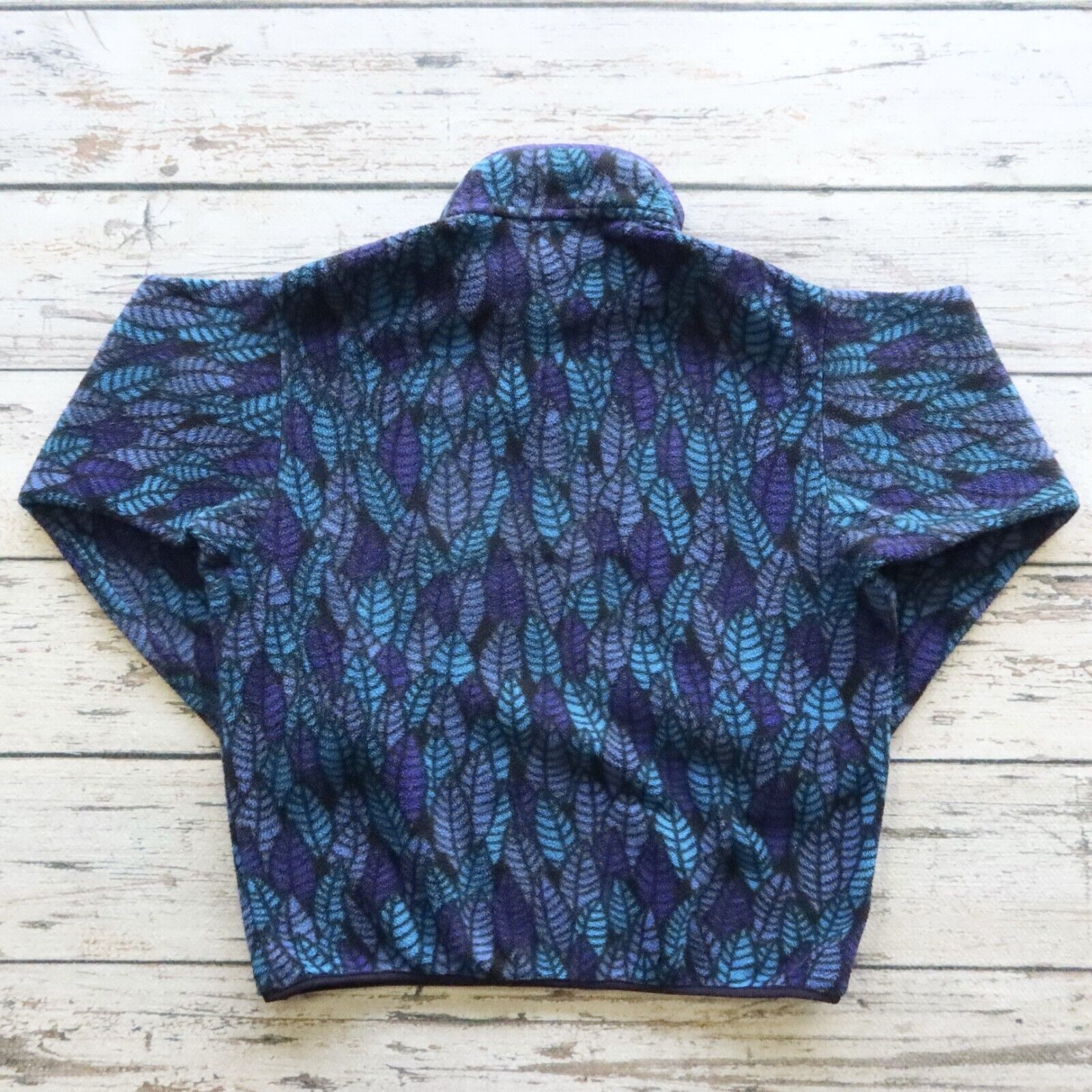Vintage Patagonia Leaf Pattern Snap-T Fleece Pullover Made in USA Size L 85200