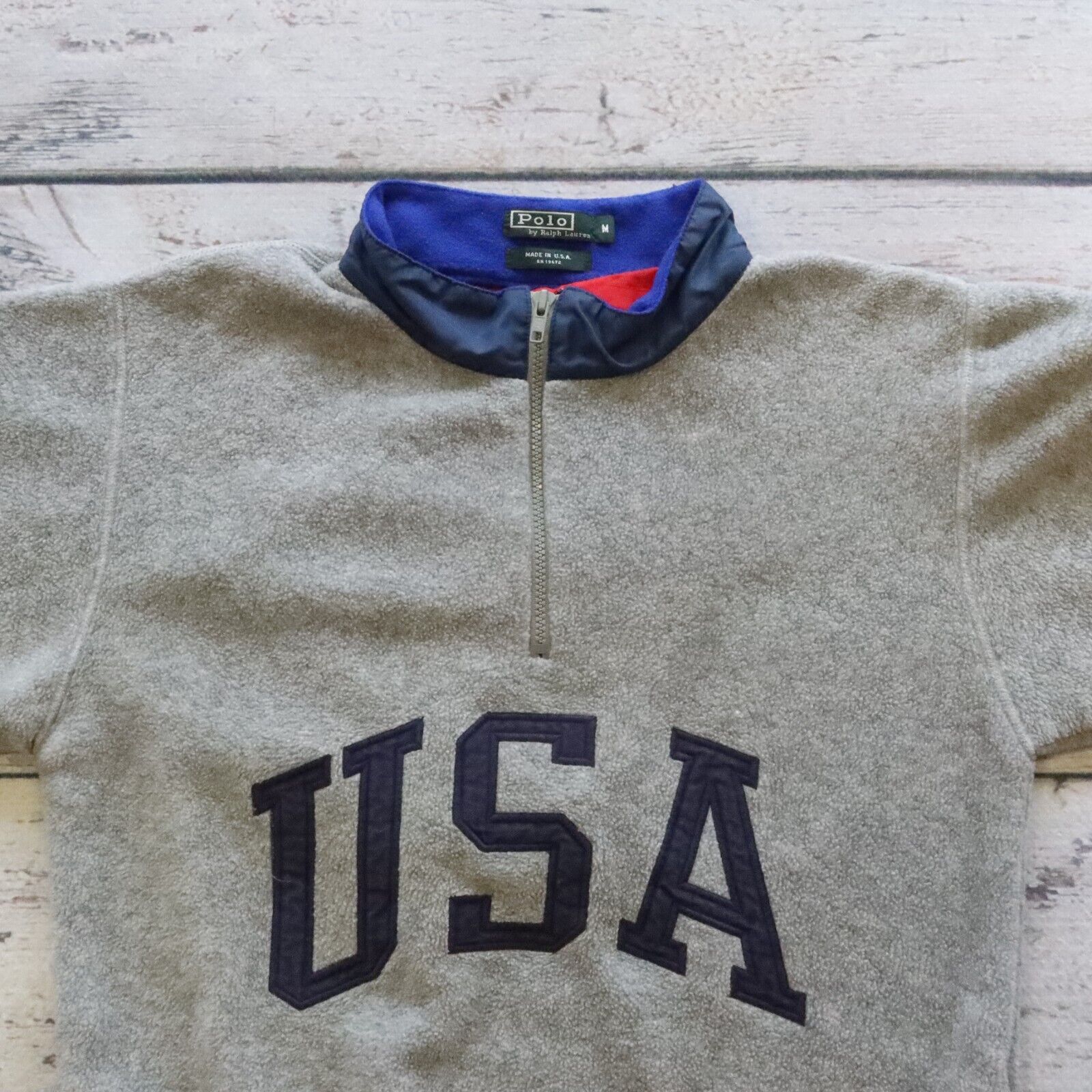 Vintage 90s Polo Ralph Lauren USA Fleece Sweater