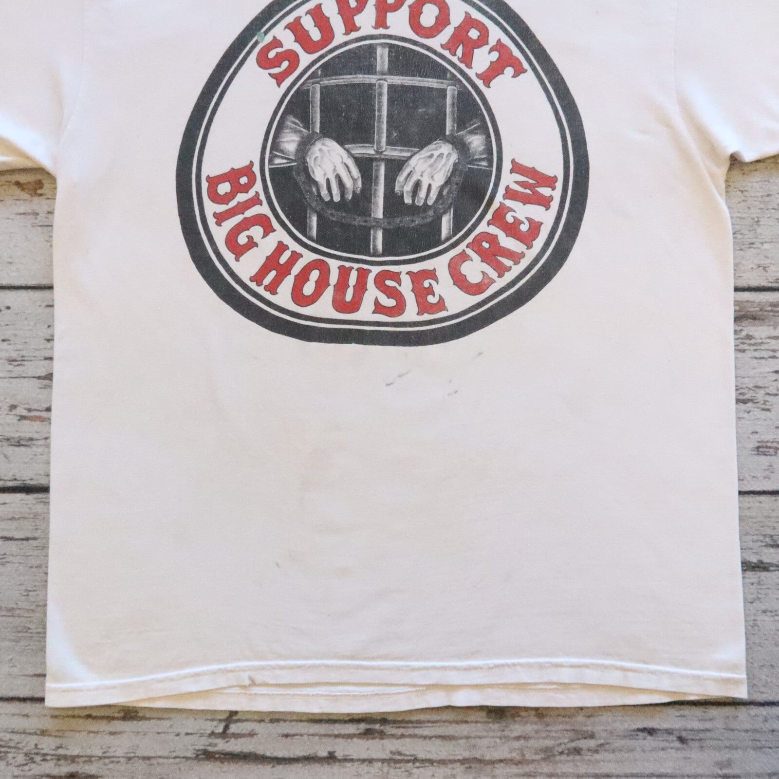 Vintage Big House Crew Support Hells Angels San Jose Red & White Tshirt 81 HA