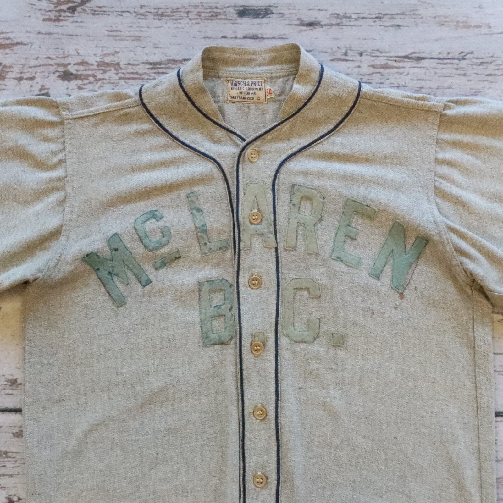 Vintage McLaren BC Wool Baseball Jersey by Hirsch and Price Size 34