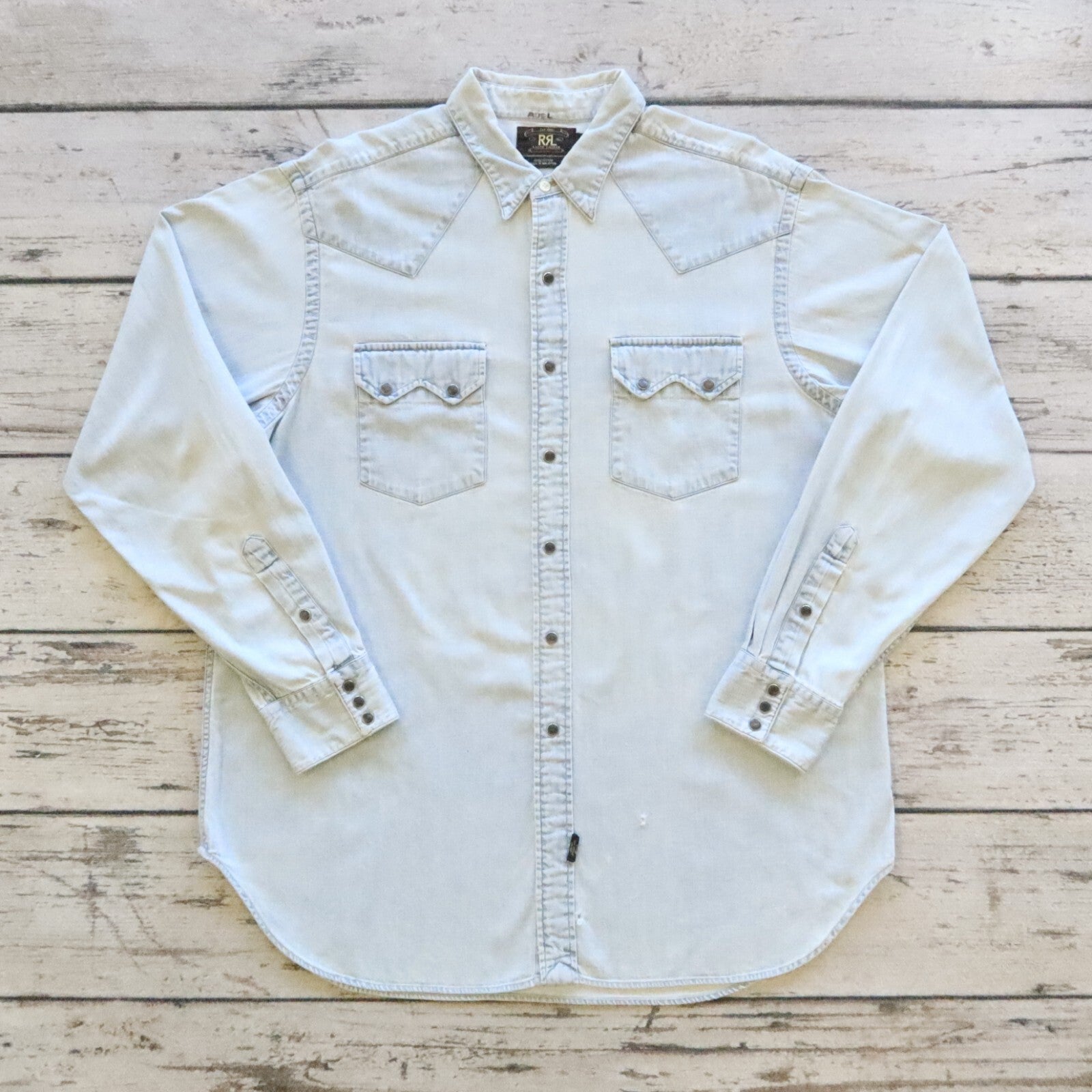 RRL Double RL Ralph Lauren Sawtooth Western Denim Shirt Size XL