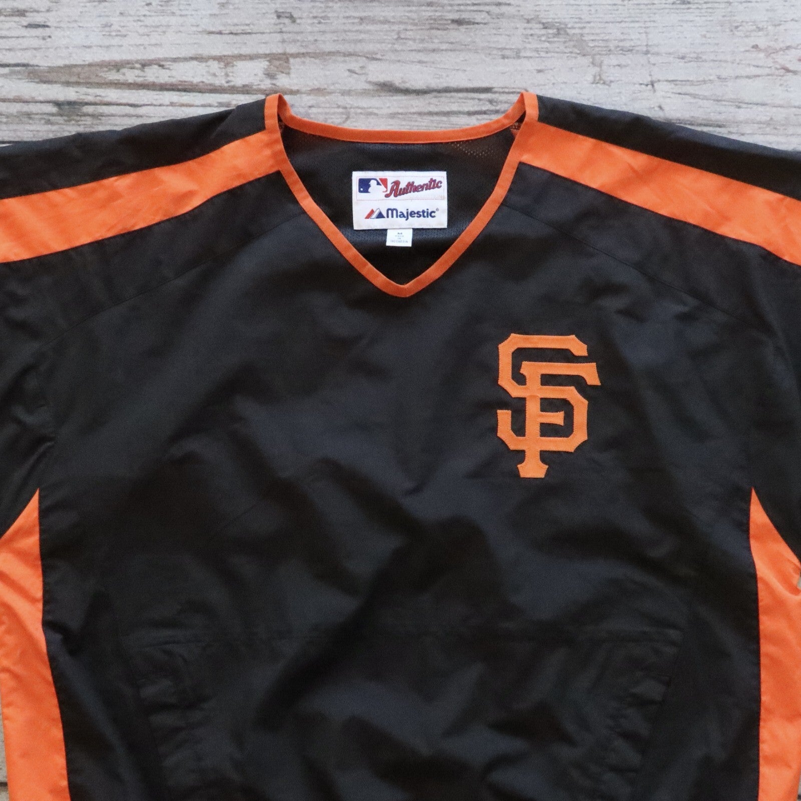 Vintage San Francisco Giants Warmup Baseball Pullover Jacket Majestic Size M