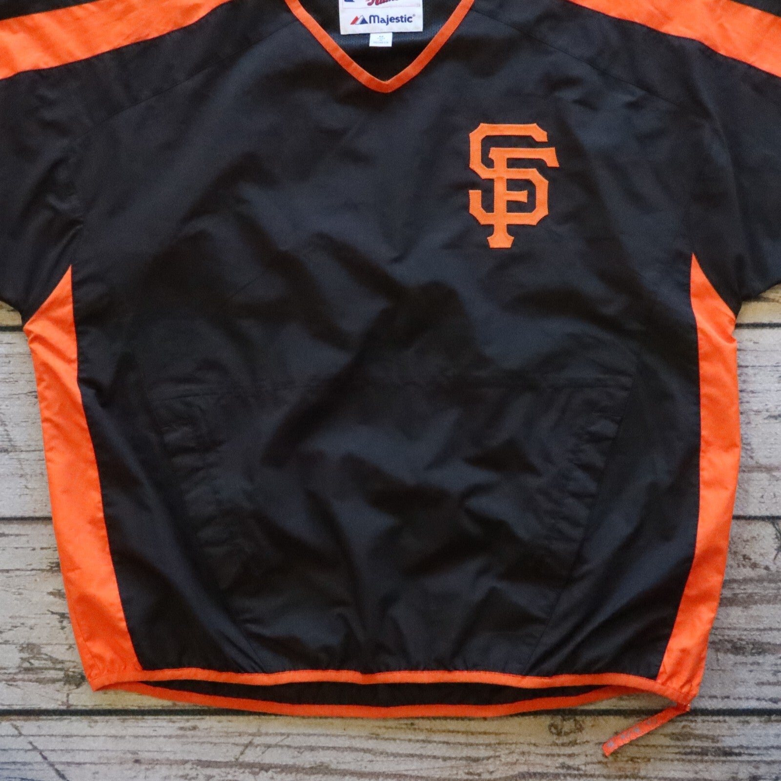 Vintage San Francisco Giants Warmup Baseball Pullover Jacket Majestic Size M