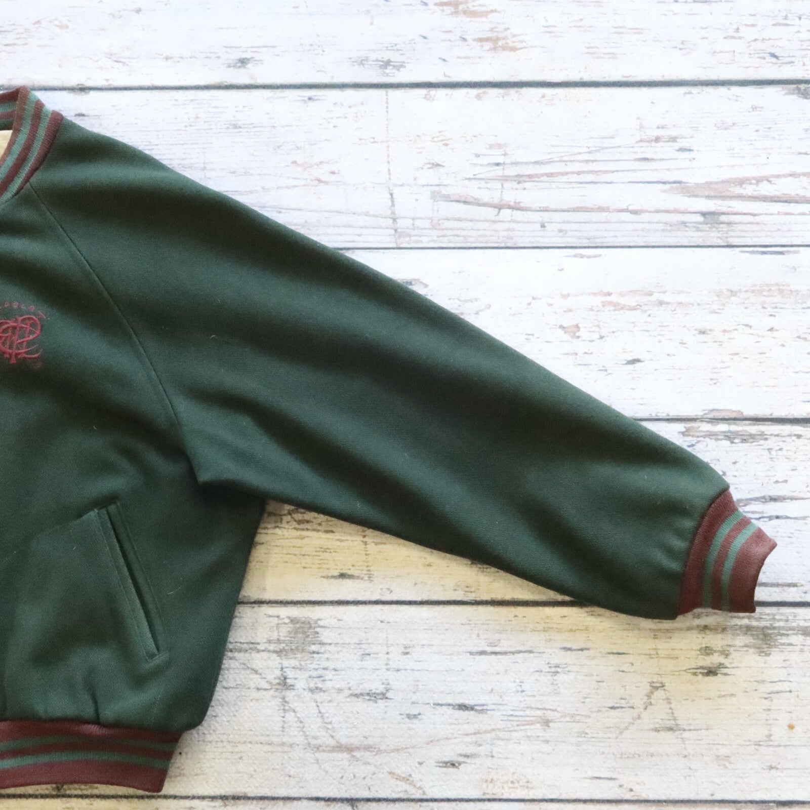 Vintage 90s Polo Ralph Lauren Crest Logo Wool Varsity Bomber Jacket Made in USA