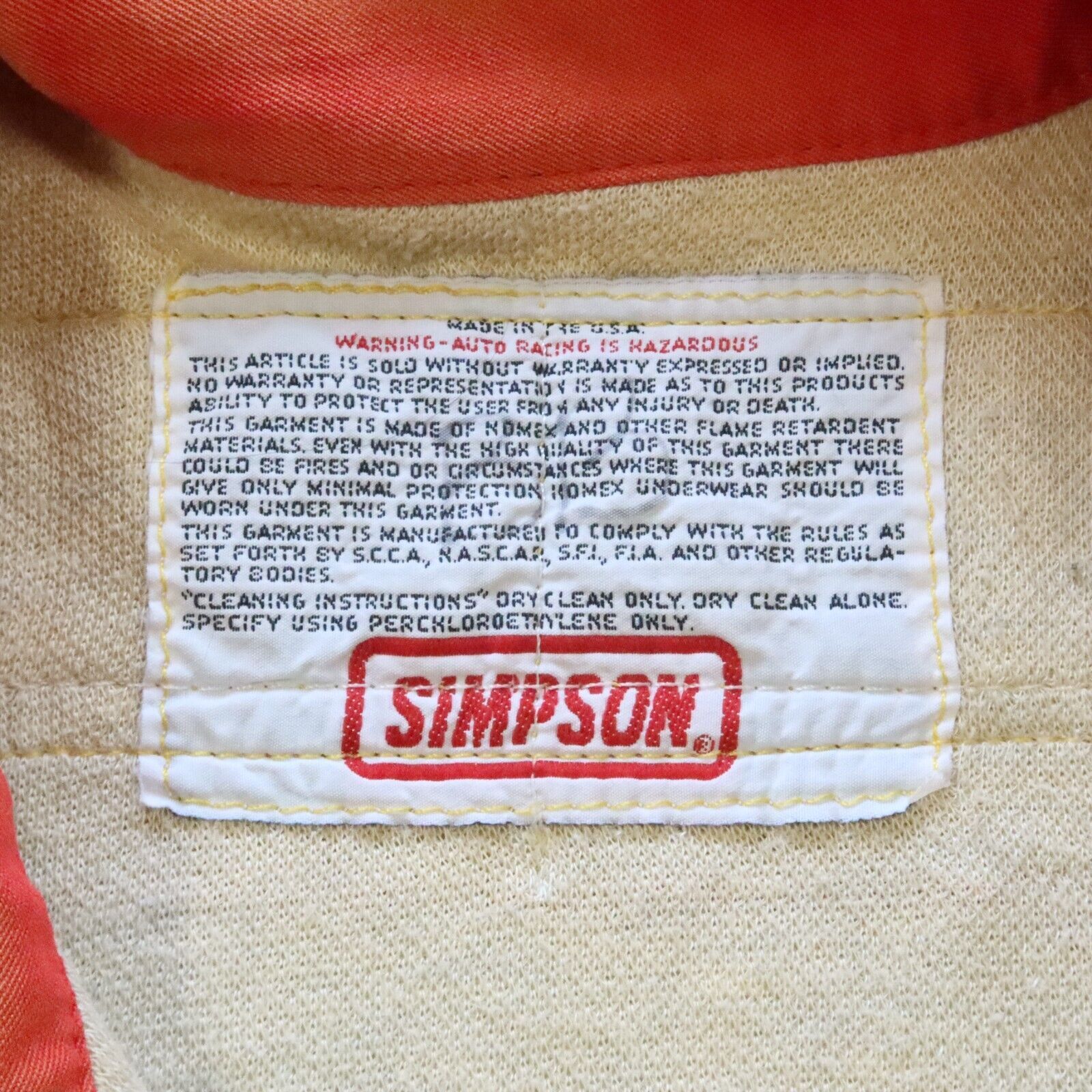 Vintage Simpson Racing Coverall Suit