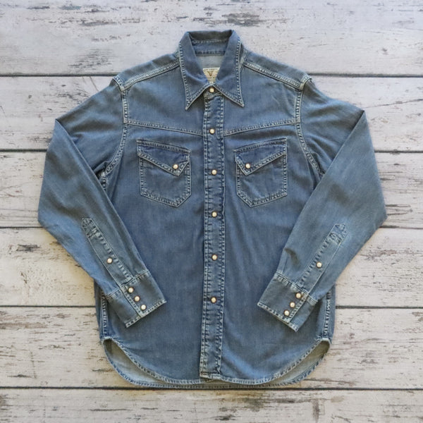Vintage Levis Collection Shorthorn Western Wear Sanforized Denim Shirt LVC