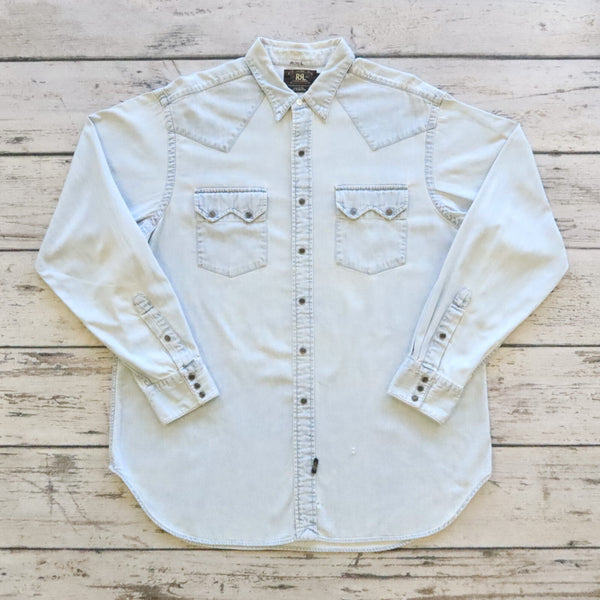 RRL Double RL Ralph Lauren Sawtooth Western Denim Shirt Size XL