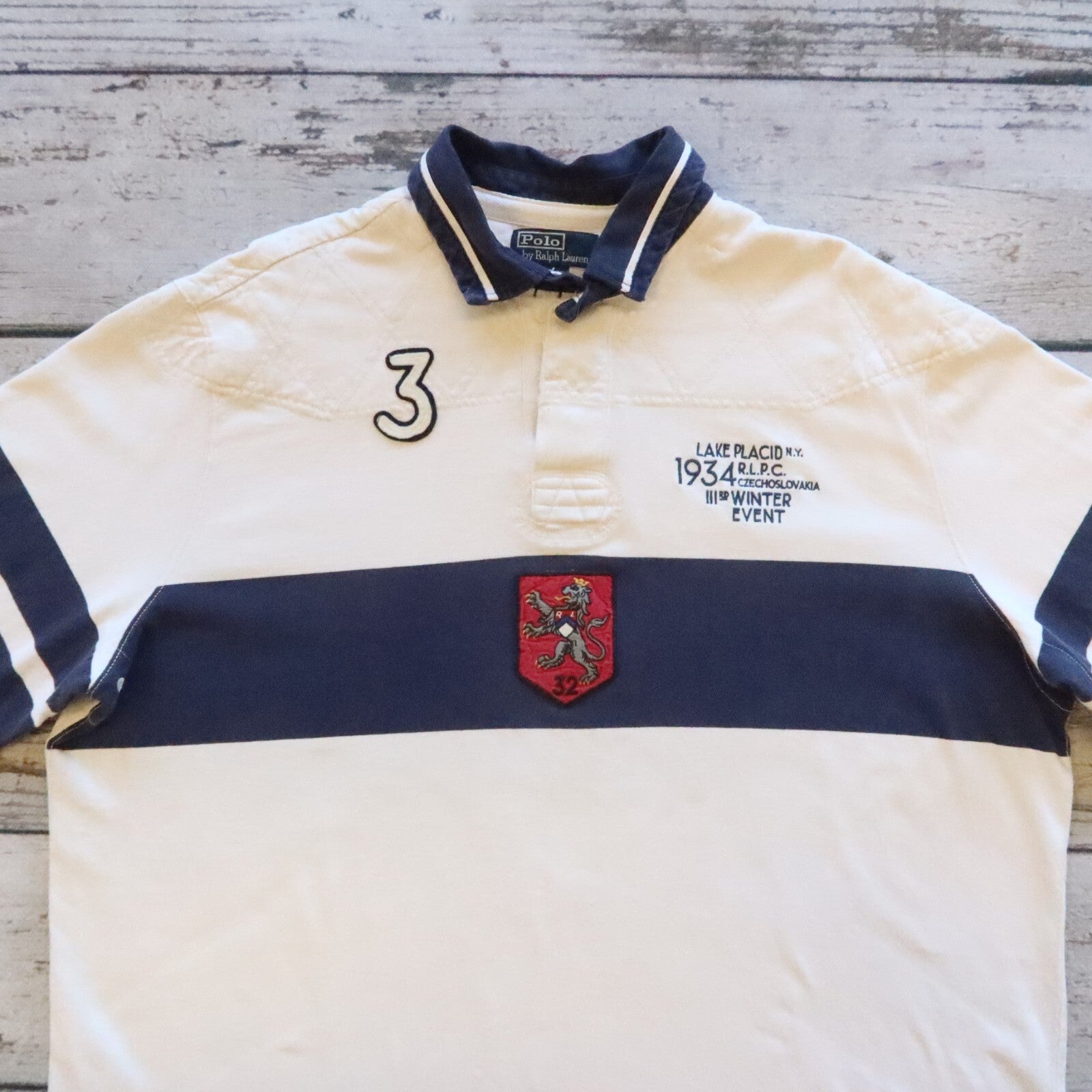 Vintage Polo Ralph Lauren Lake Placid Crest 1934 Rugby Shirt
