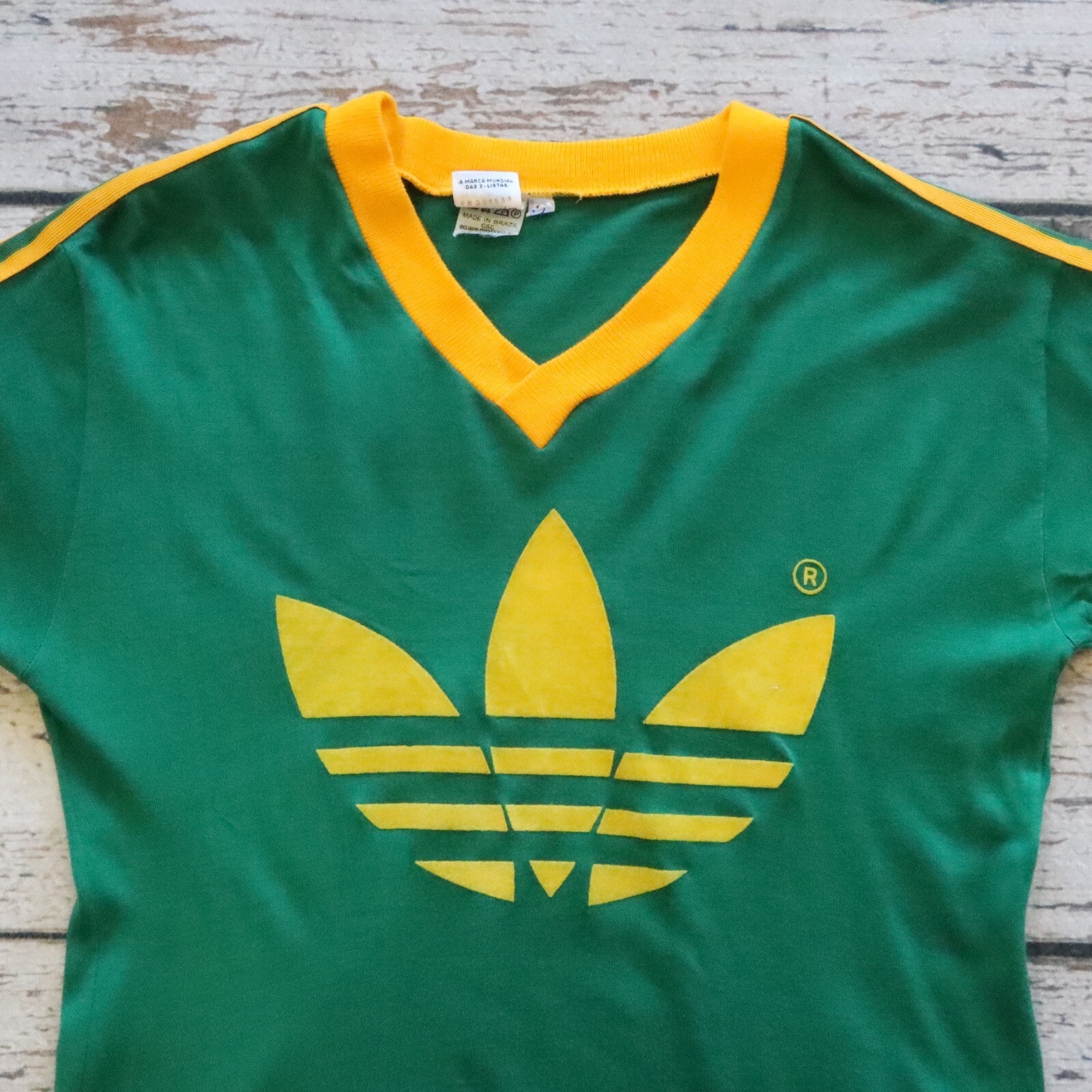 Vintage 70s 80s Rare Adidas Brasil Soccer Jersey Size 10