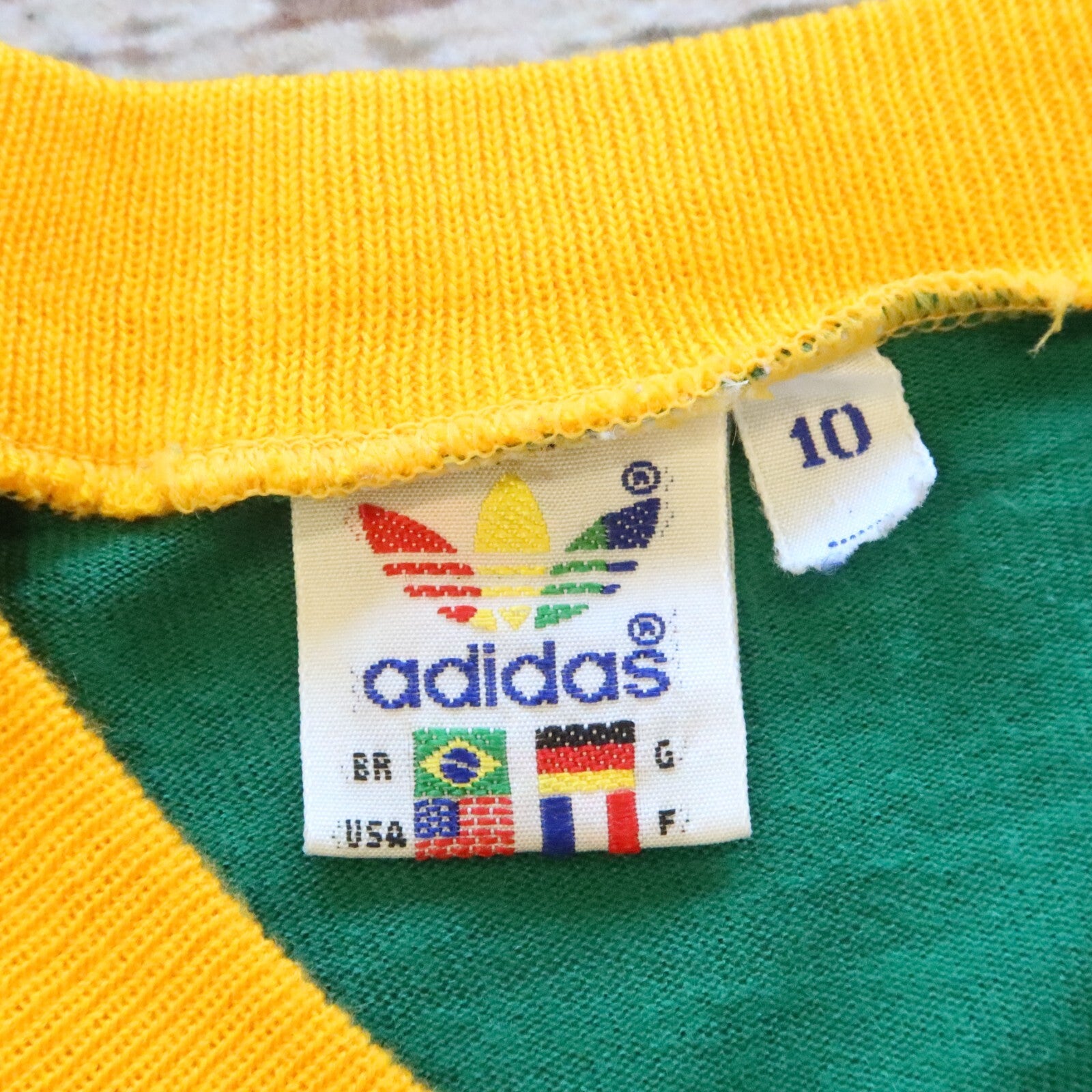 Vintage 70s 80s Rare Adidas Brasil Soccer Jersey Size 10