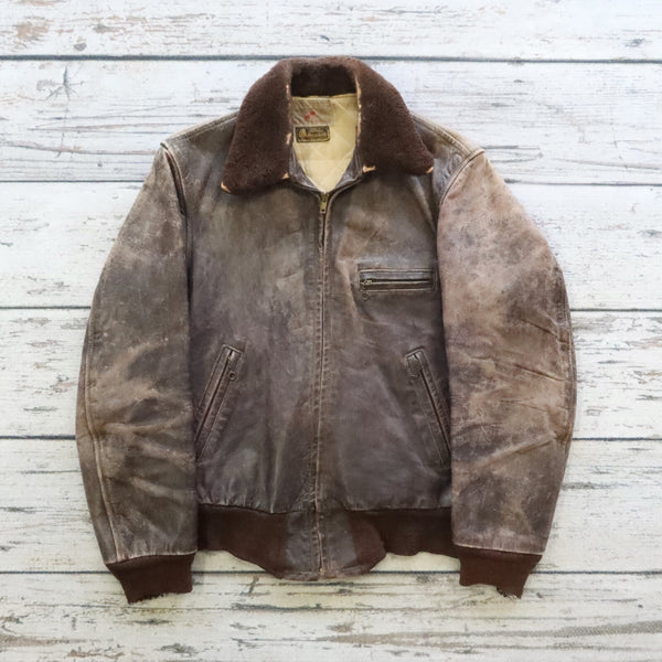 Vintage 50s Broadseer Sportswear Horsehide Leather Jacket Coat