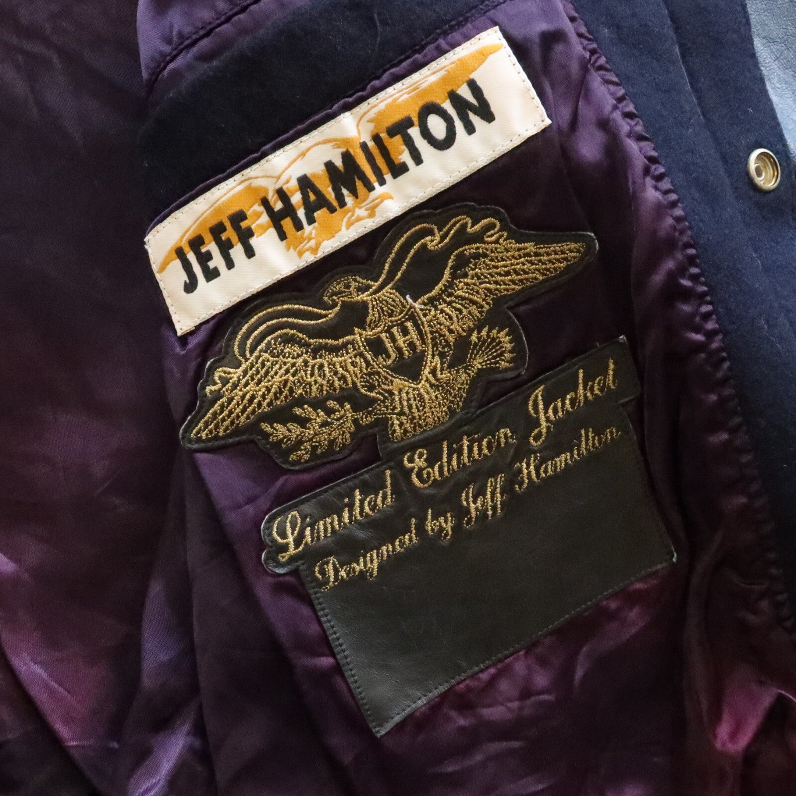 Vintage 90s Jeff Hamilton Ford Cosworth Leather Wool Varsity Jacket