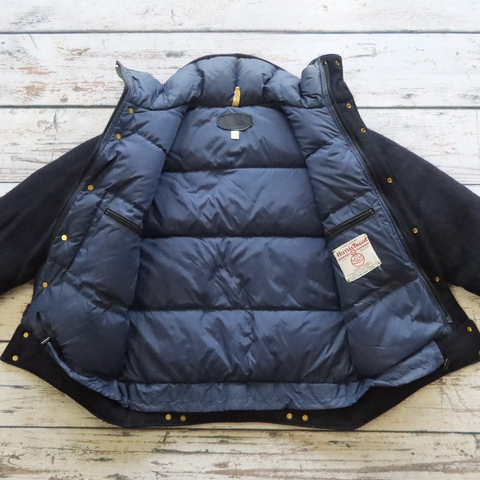 Vintage Rocky Mountain Featherbed x Harris Tweed Western Puffer Jacket Size 40
