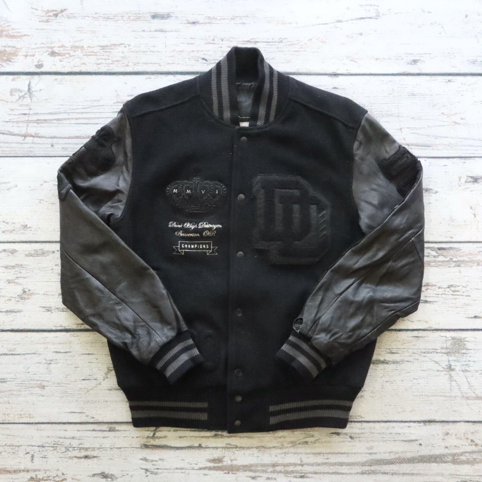 Vintage Nike Dunk Destroyer Varsity Jacket Black