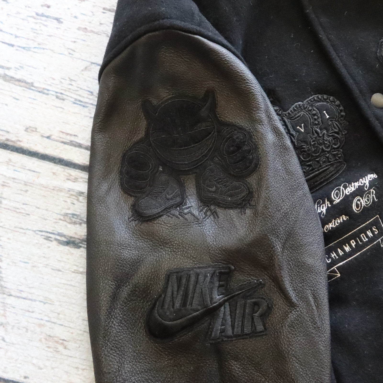 Vintage Nike Dunk Destroyer Varsity Jacket Black