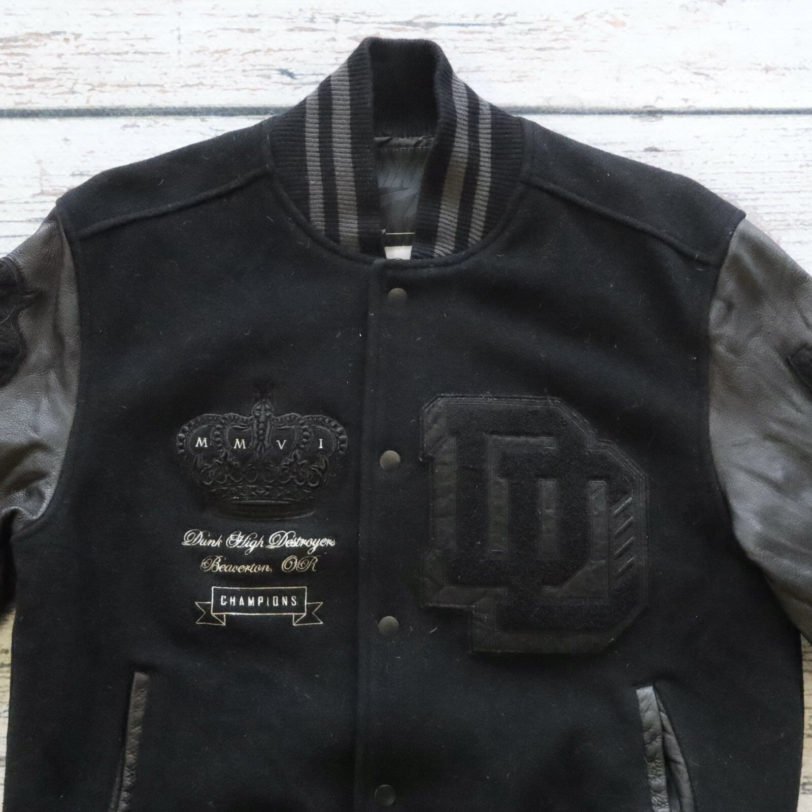 Vintage Nike Dunk Destroyer Varsity Jacket Black