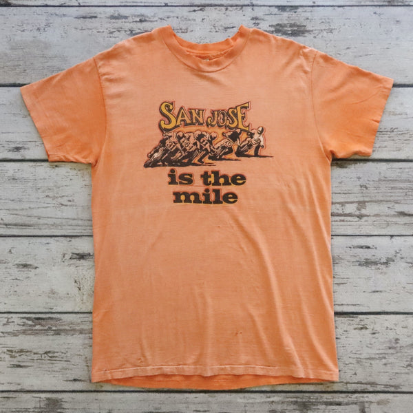 Vintage 70s San Jose is the Mile Motorcycle Tshirt Made in USA Single Stitch