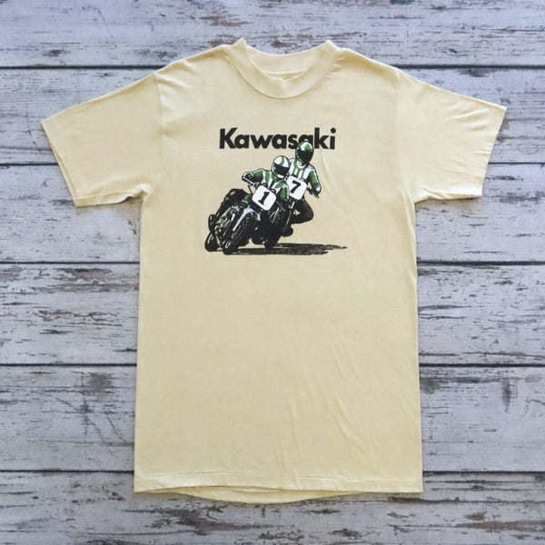 Vintage 70s Kawasaki Motorcycle Racing Tshirt Size M Hanes Beefy-T