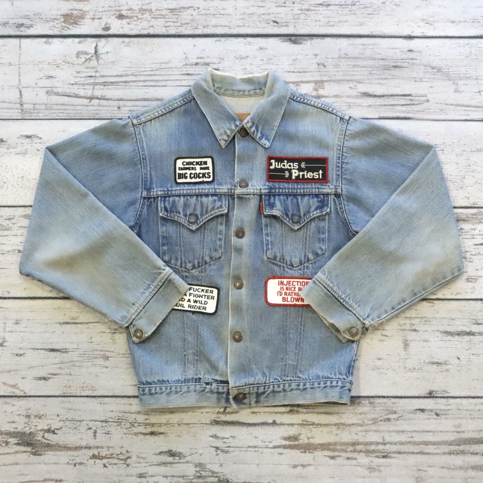 Vintage 70s Levis Orange Tab PatchesTrucker Denim Jacket Made in USA