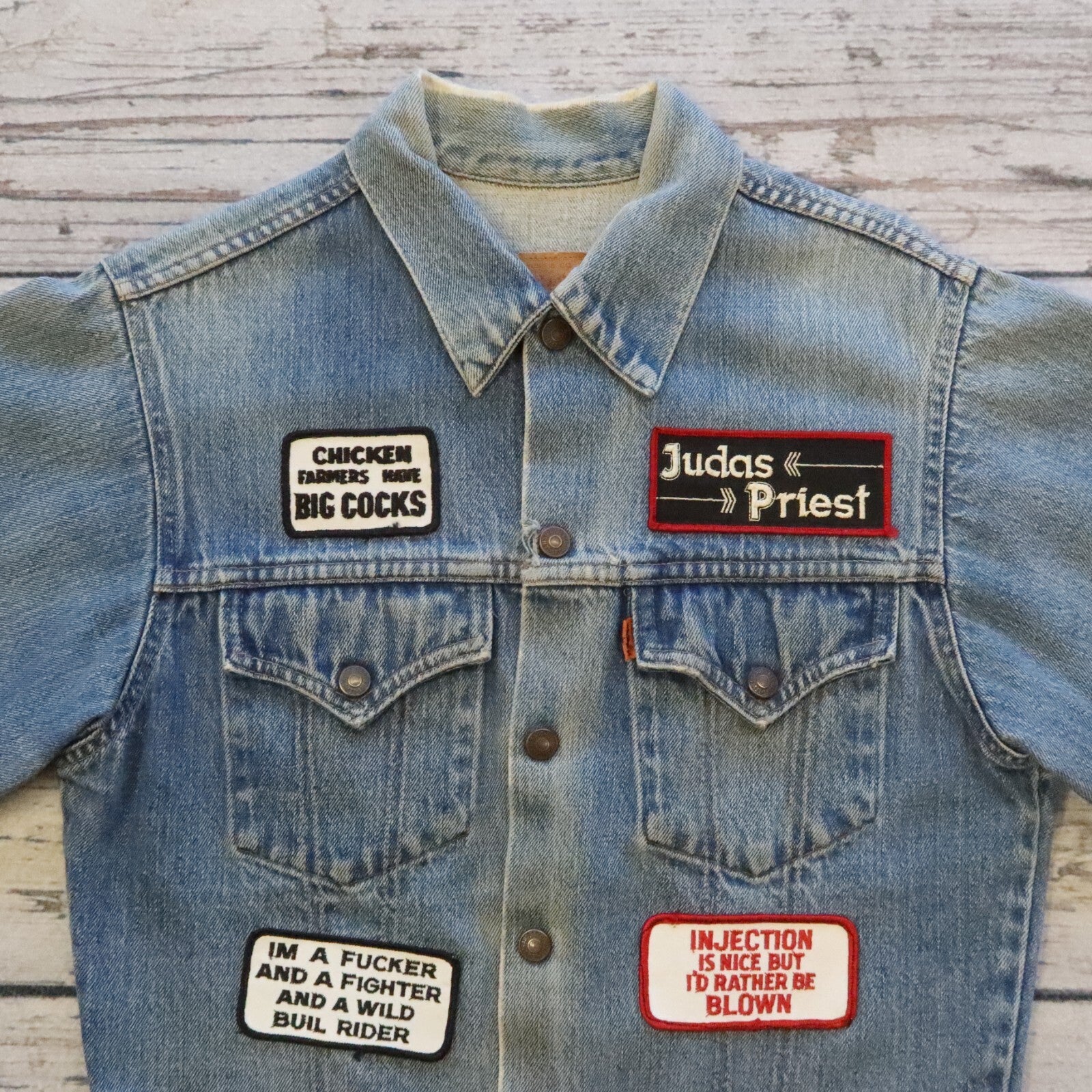 Vintage 70s Levis Orange Tab PatchesTrucker Denim Jacket Made in USA