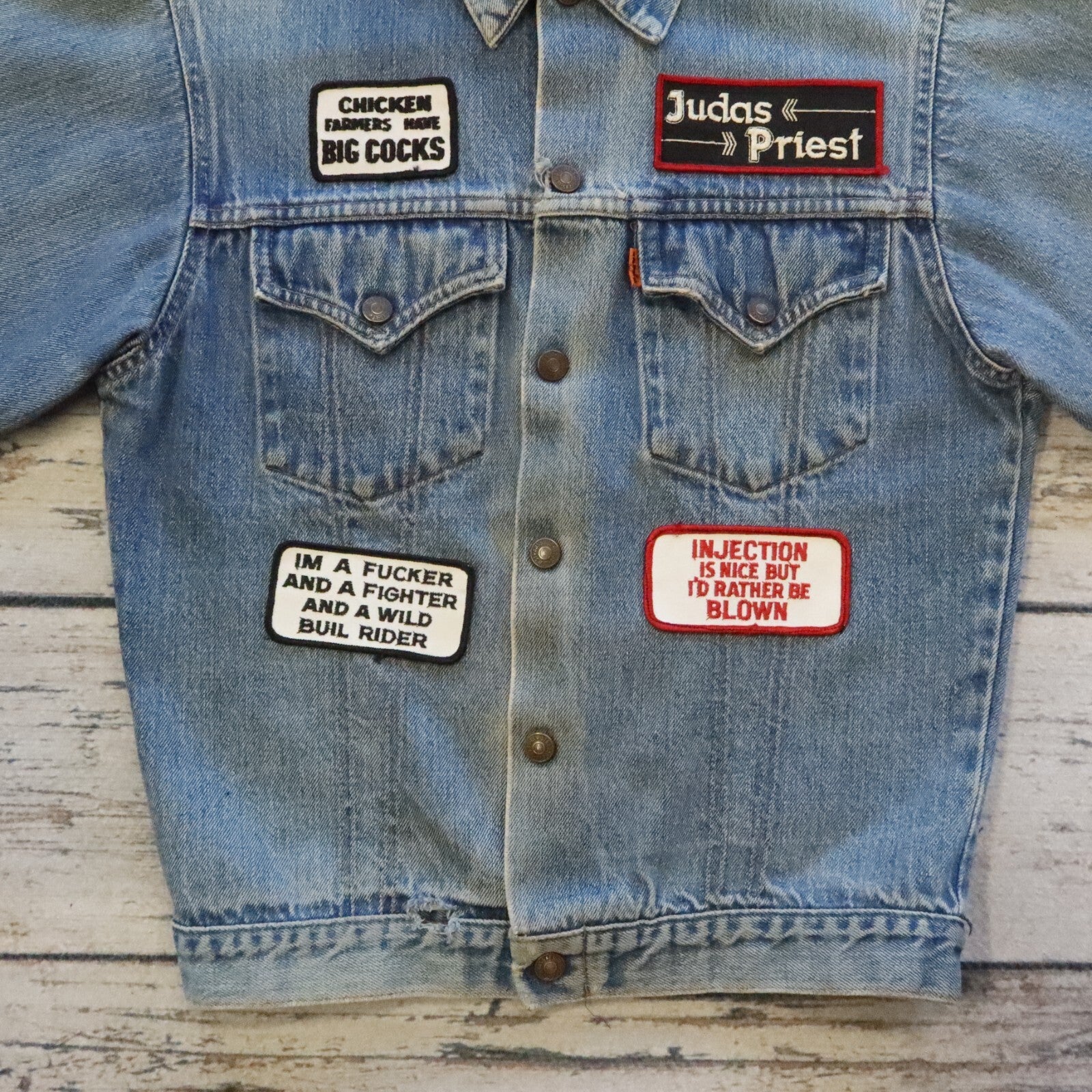 Vintage 70s Levis Orange Tab PatchesTrucker Denim Jacket Made in USA