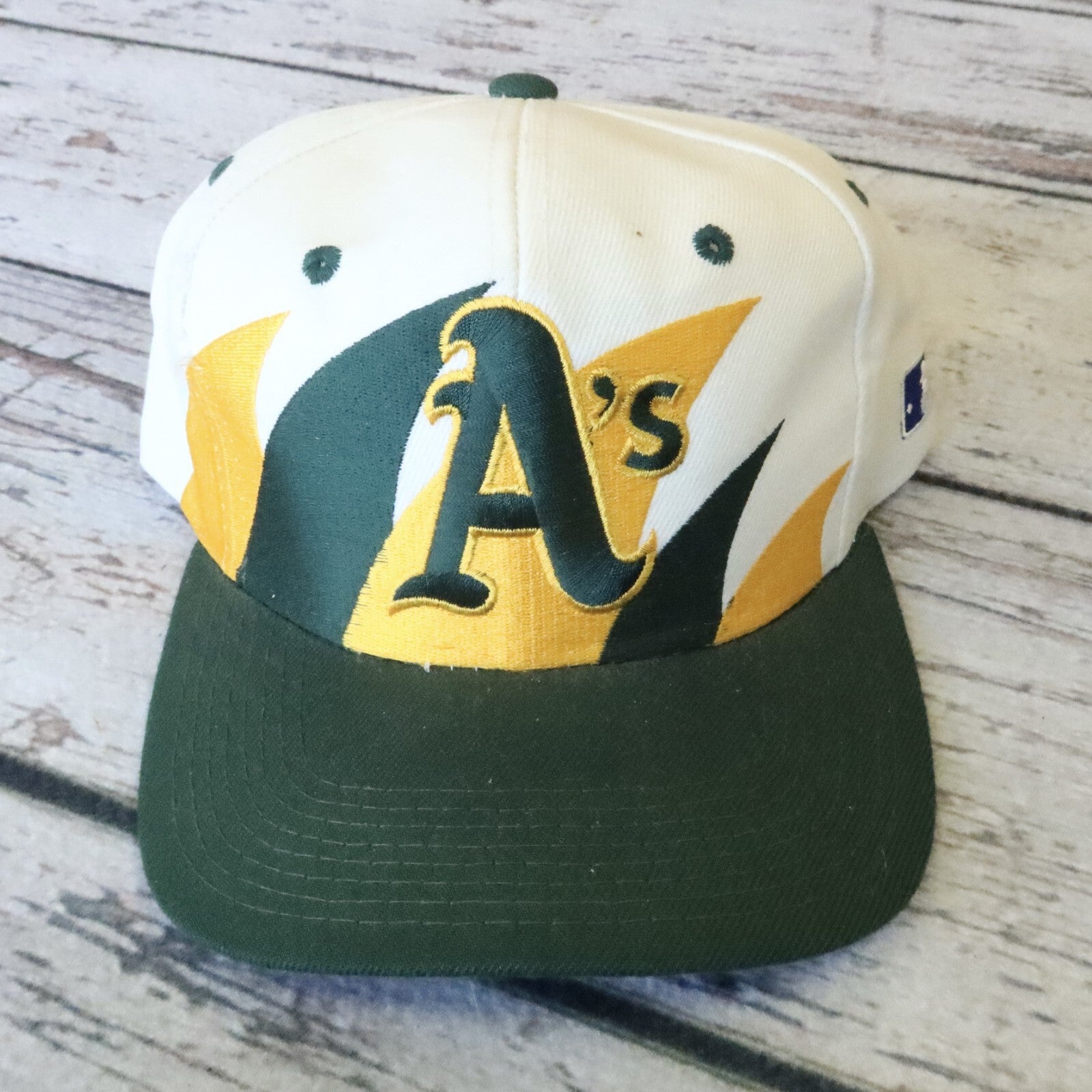 Vintage Oakland Athletic A's Double Sharktooth Wool Snapback Hat Logo Athletic