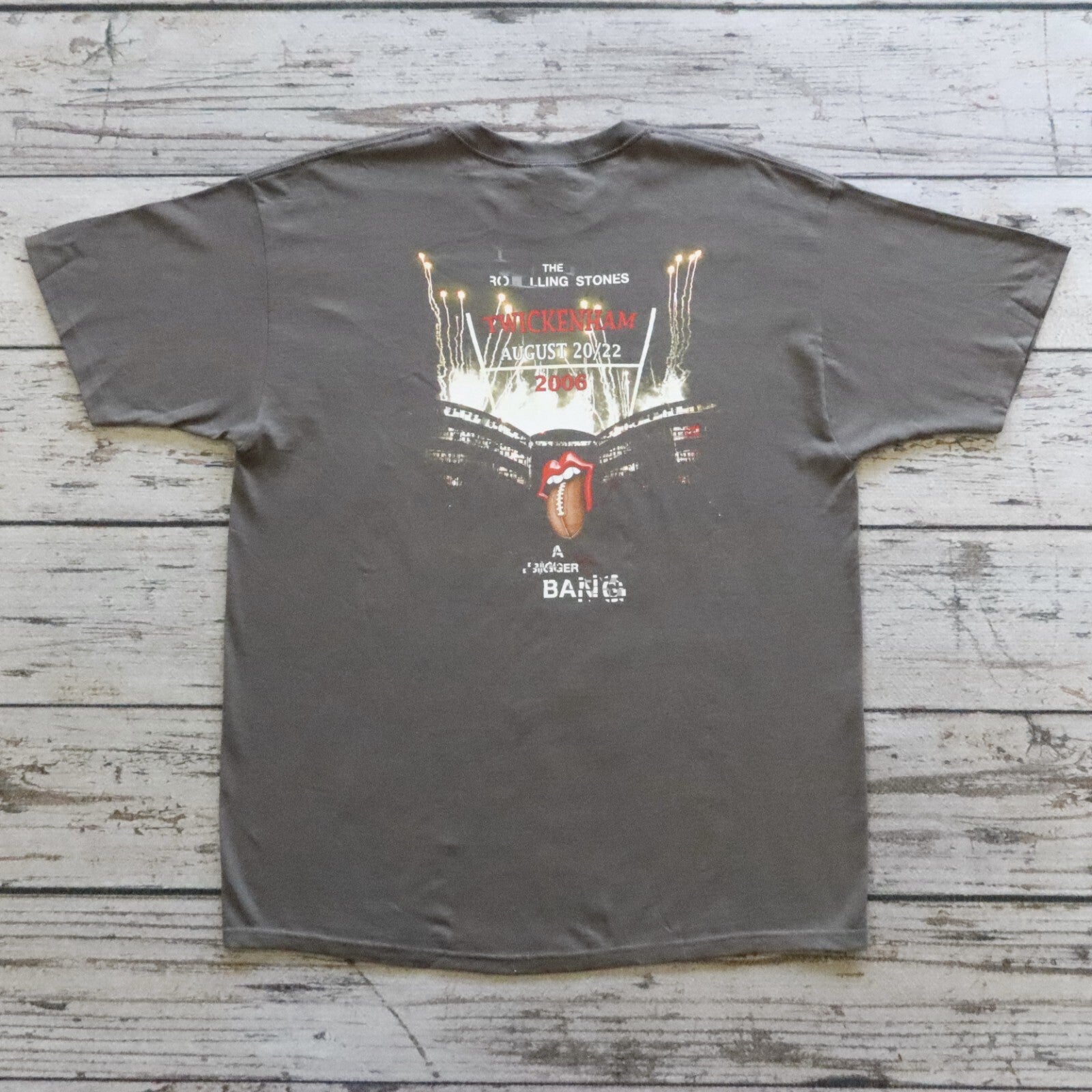 Vintage The Rolling Stones Twikenham Band Tshirt Gray Tour Football
