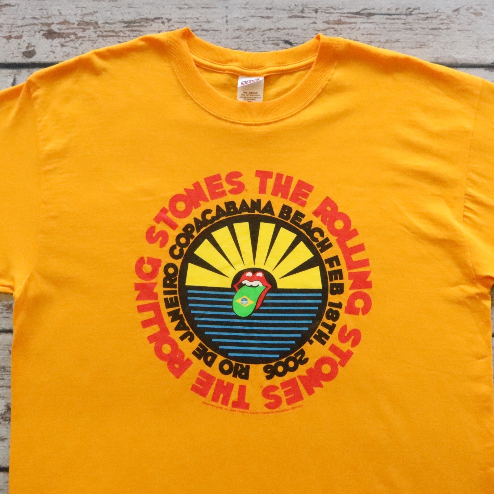 Vintage The Rolling Stones Rio De Janeiro Copacaban Beach Band Tshirt Tour
