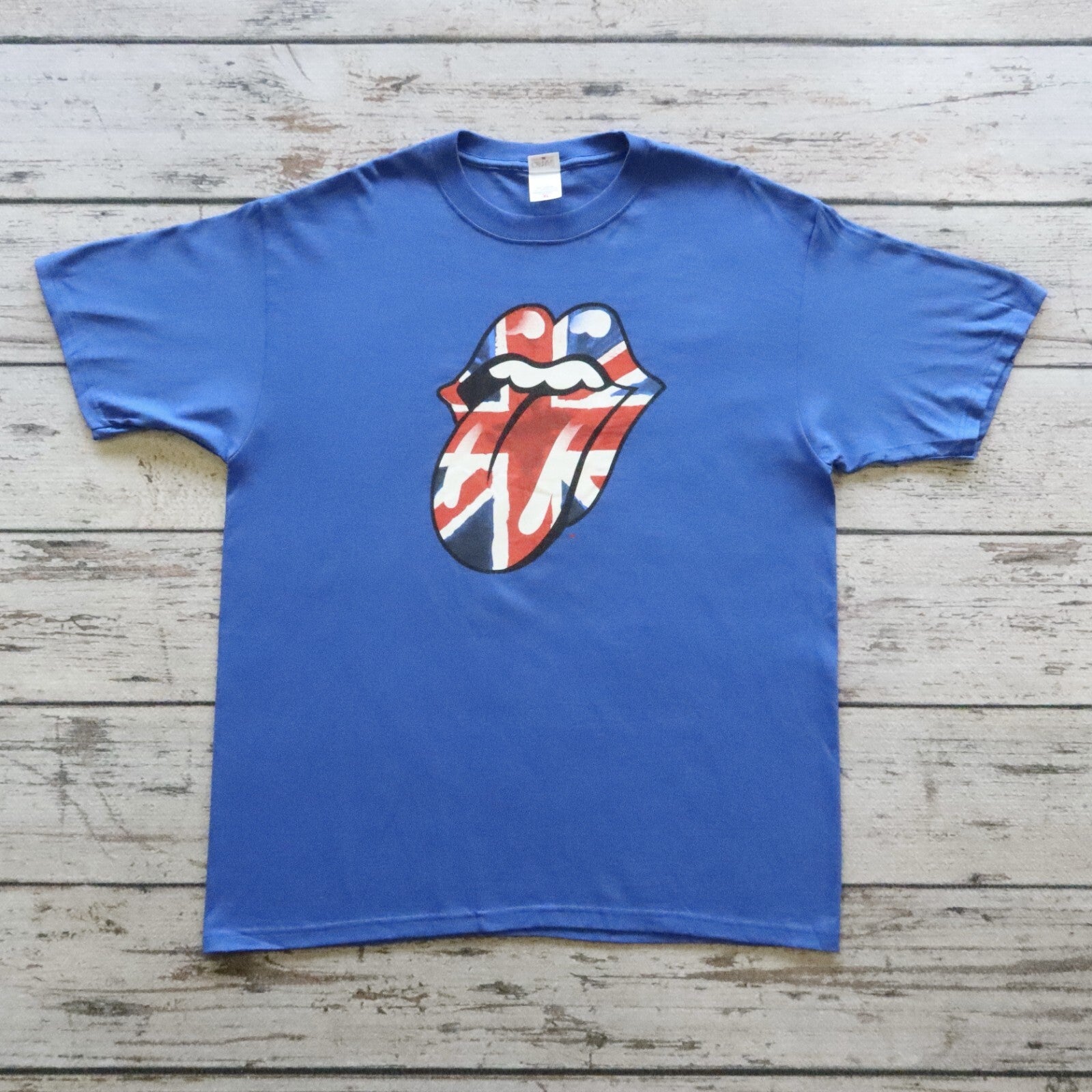 Vintage The Rolling Stones Great Britain Tour Tshirt Blue Size XL Abiggerbang