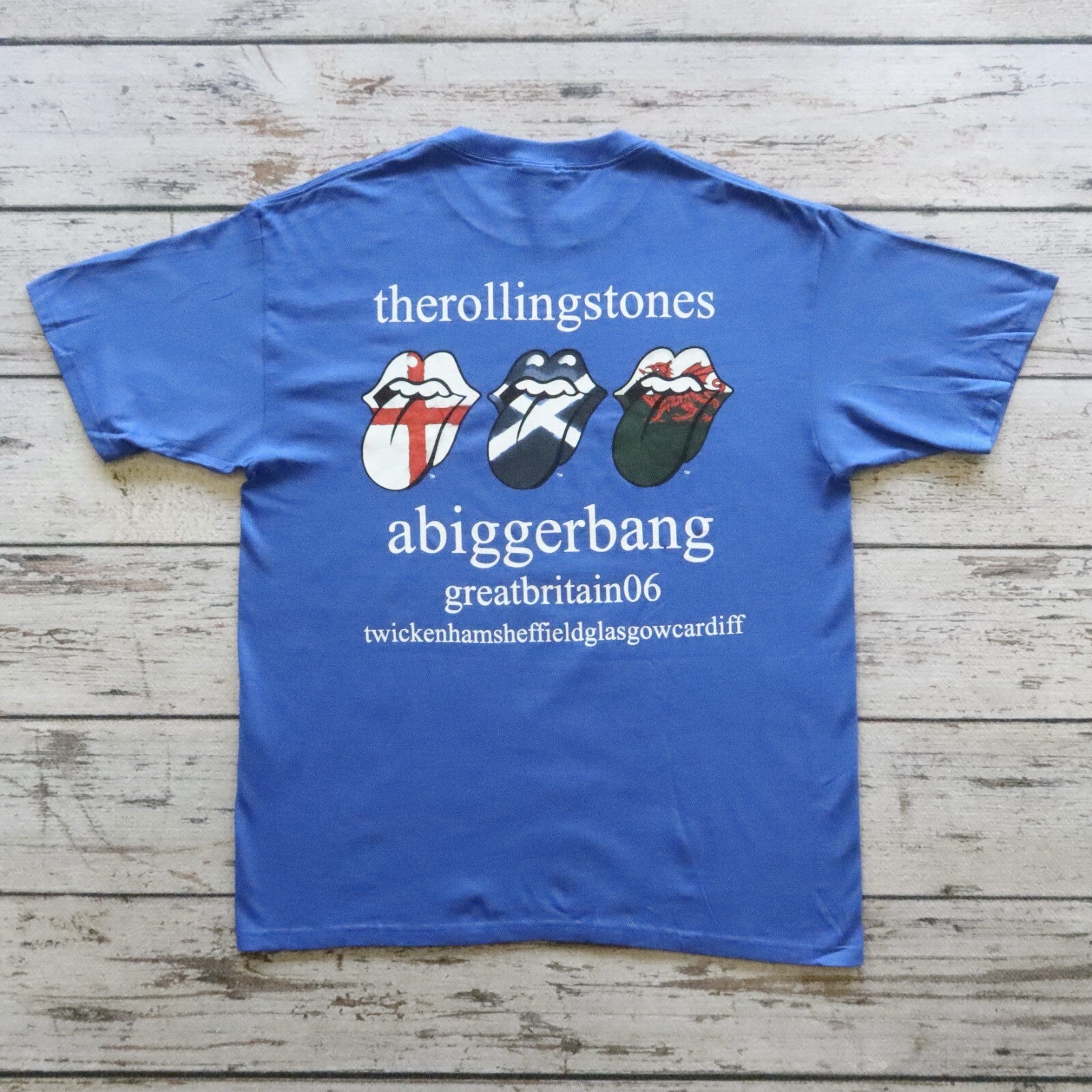 Vintage The Rolling Stones Great Britain Tour Tshirt Blue Size XL Abiggerbang