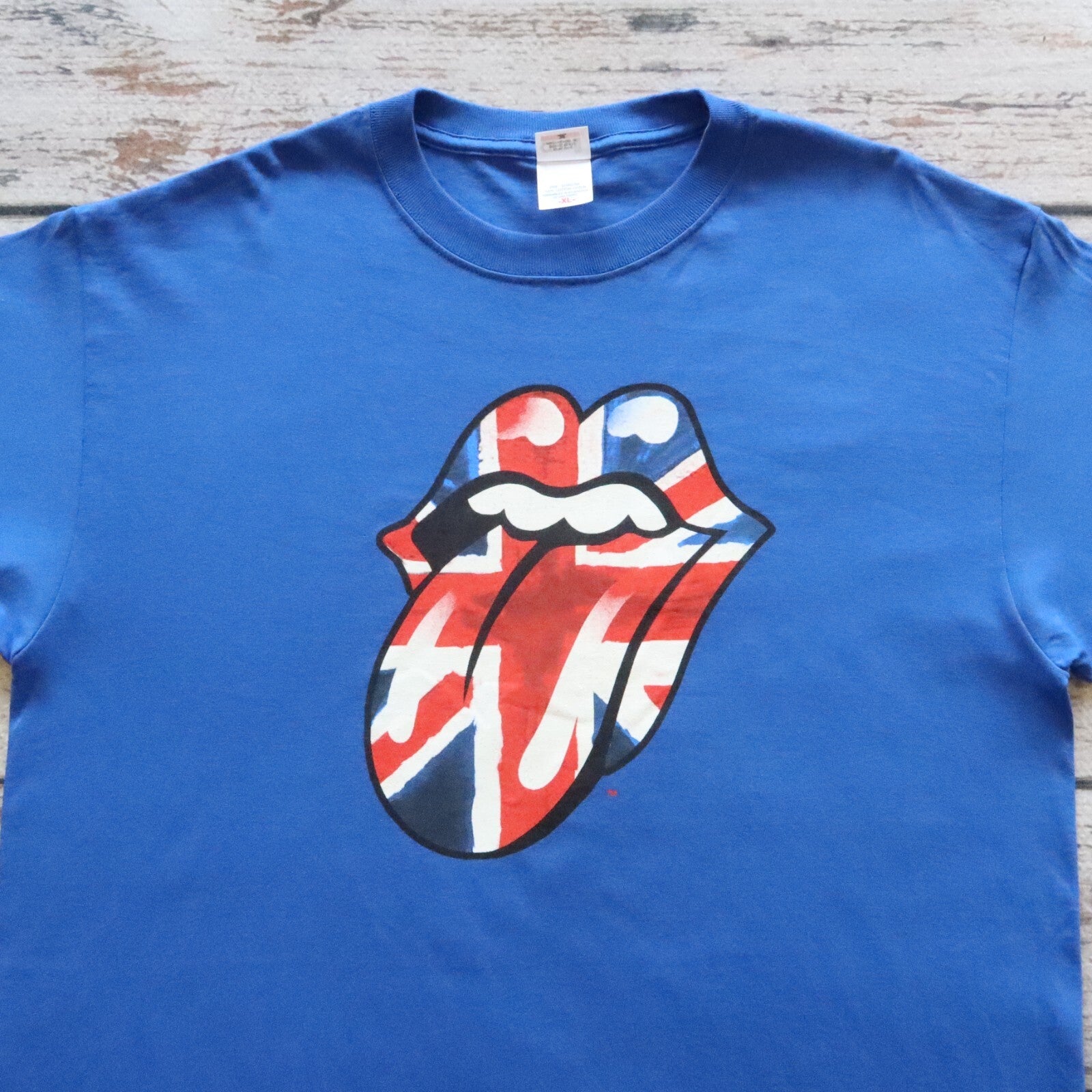 Vintage The Rolling Stones Great Britain Tour Tshirt Blue Size XL Abiggerbang