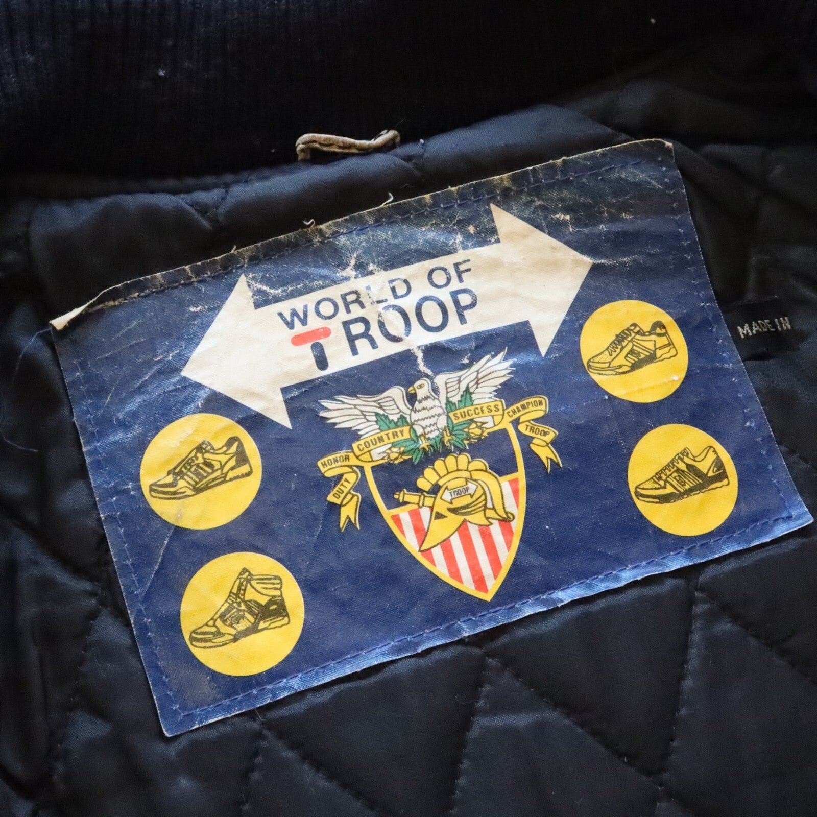 Vintage 80s Troop Leather Varsity Bomber Jacket Rare