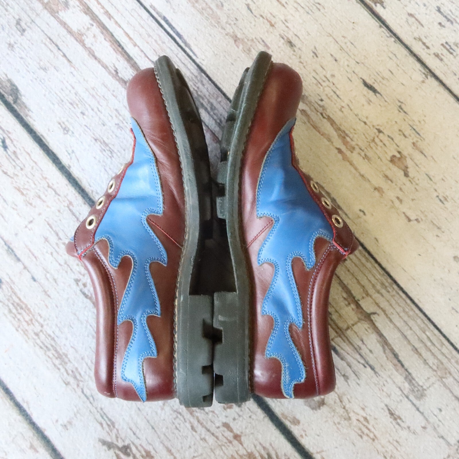 Vintage John Fluevog Flame Leather Derby Shoes Size 10