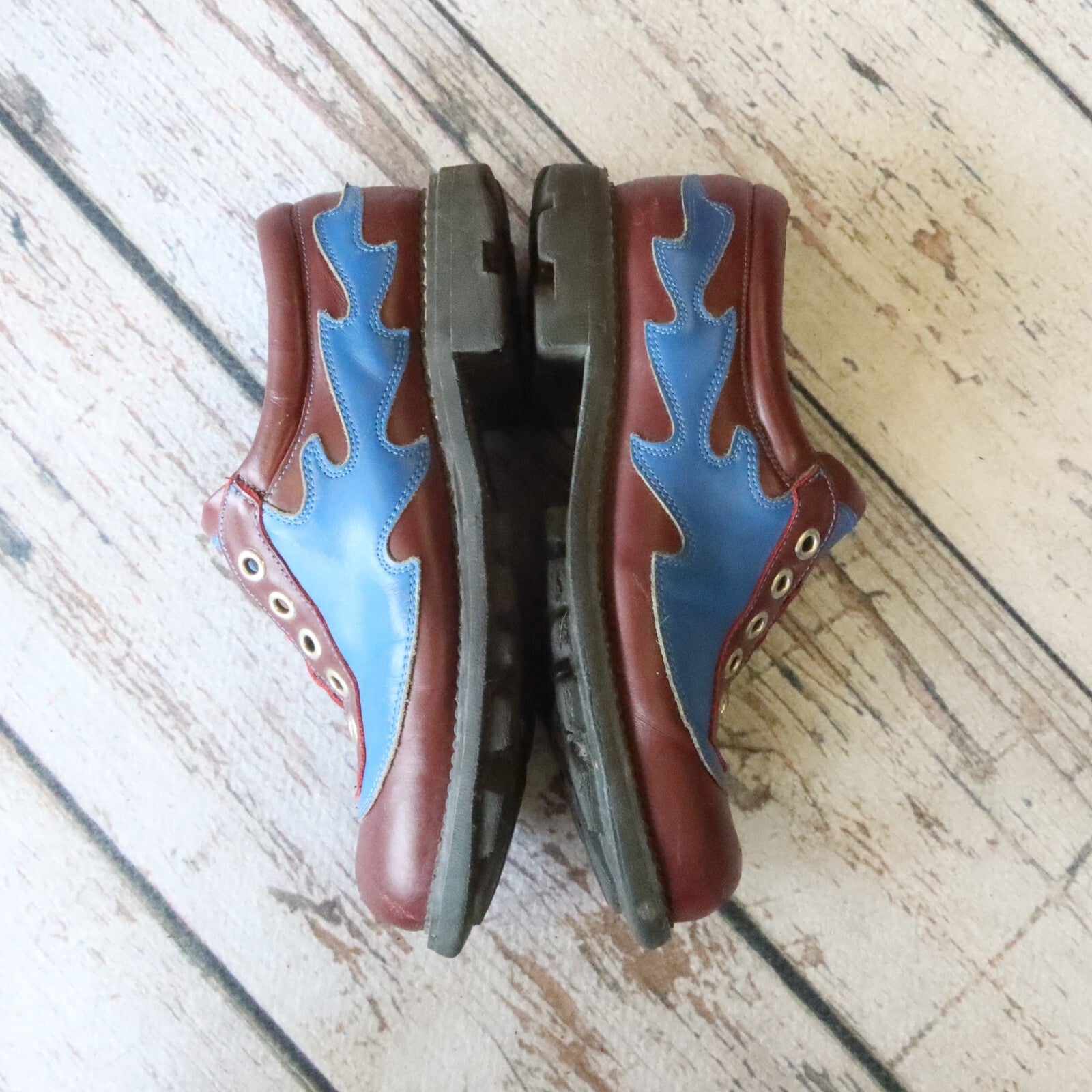 Vintage John Fluevog Flame Leather Derby Shoes Size 10