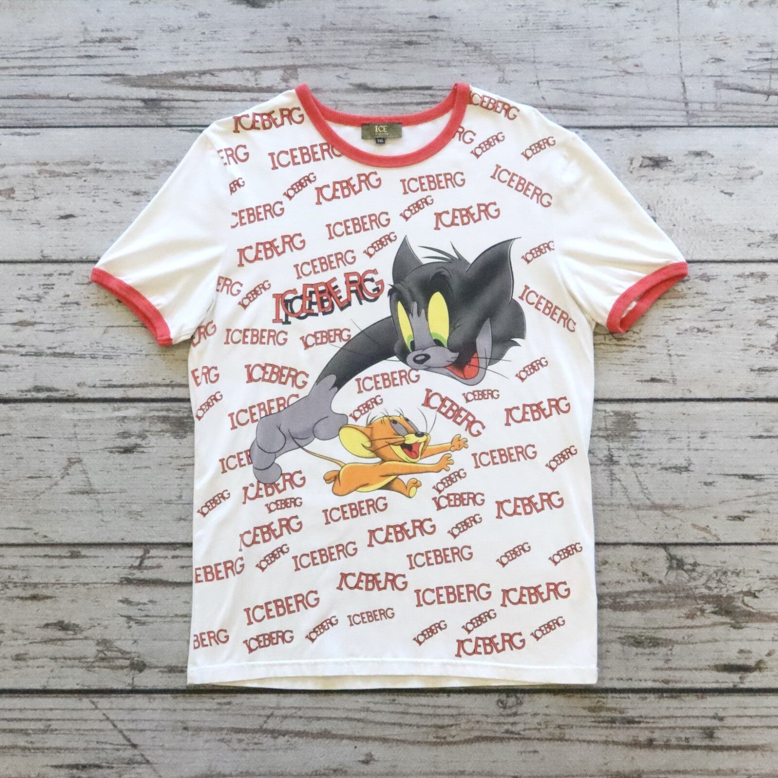 Vintage Iceberg Tom And Jerry Ringer Tshirt Size XXL